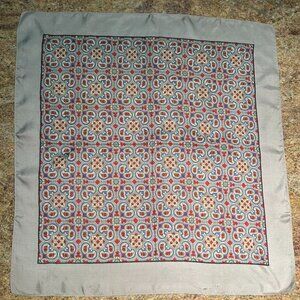Vintage Liberty of London All Silk Scarf Gray with Reds  ~ 26" x 25"